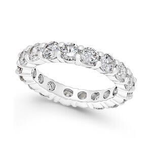 Charter Club Crystal All-Around Ring in Fine Silver Plate NEW Size 7